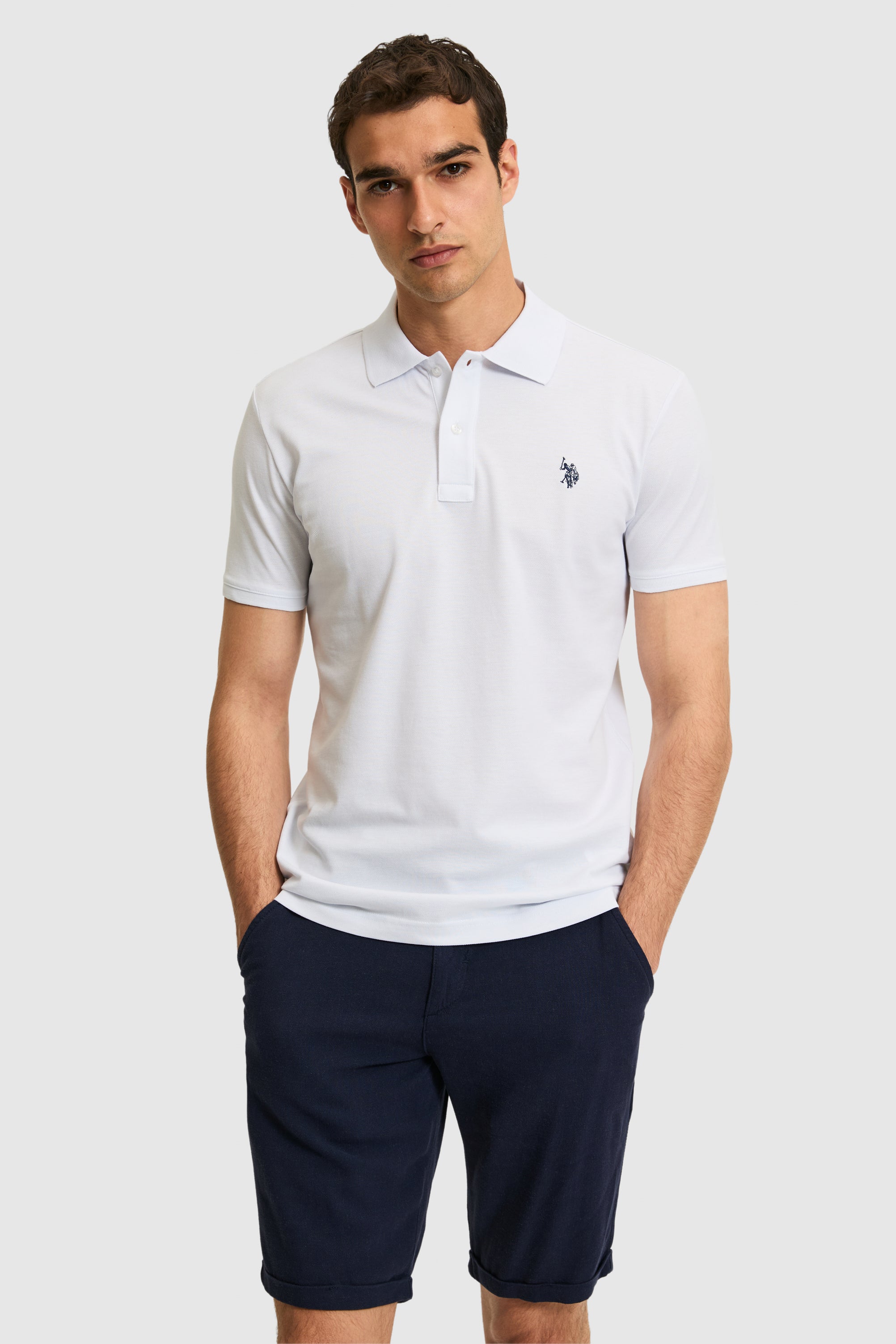 Tricou Polo Barbat Alb Cu Logo Brodat