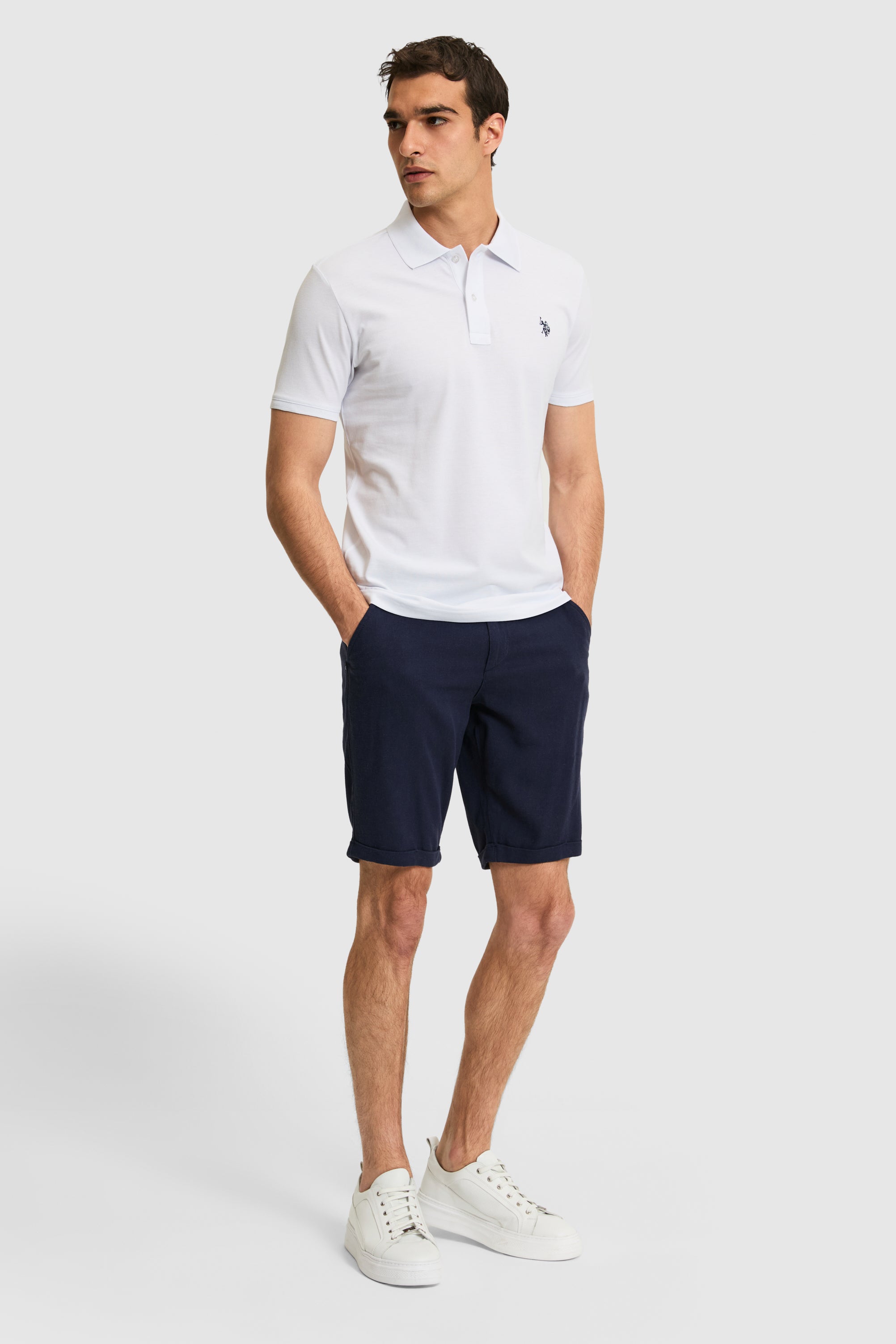 Tricou Polo Barbat Alb Cu Logo Brodat