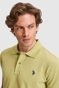 Tricou Polo Bărbați Verde Fistic Cu Logo Discret