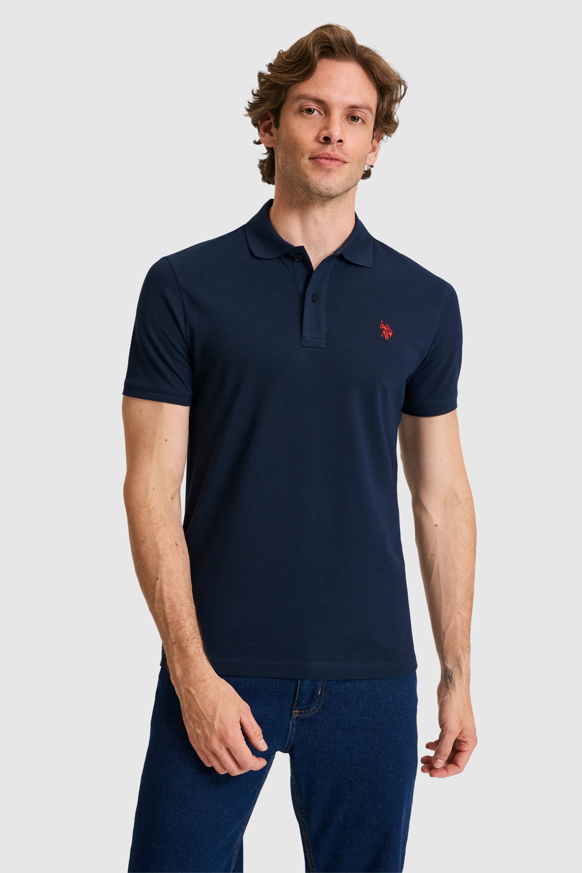 Tricou Polo Bărbați Bleumarin Cu Logo Discret