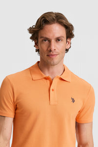 Tricou Polo Bărbați Portocaliu Cu Logo Discret