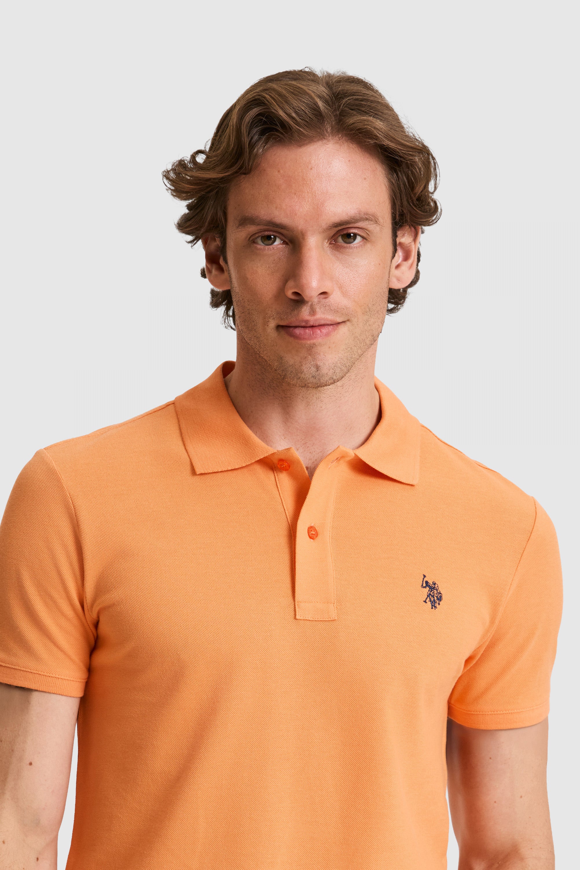 Tricou Polo Bărbați Portocaliu Cu Logo Discret