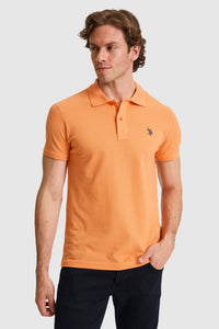 Tricou Polo Bărbați Portocaliu Cu Logo Discret