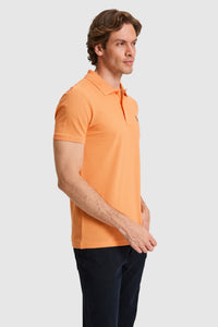 Tricou Polo Bărbați Portocaliu Cu Logo Discret