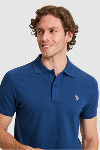 Tricou Polo Bărbați Indigo Cu Logo Discret