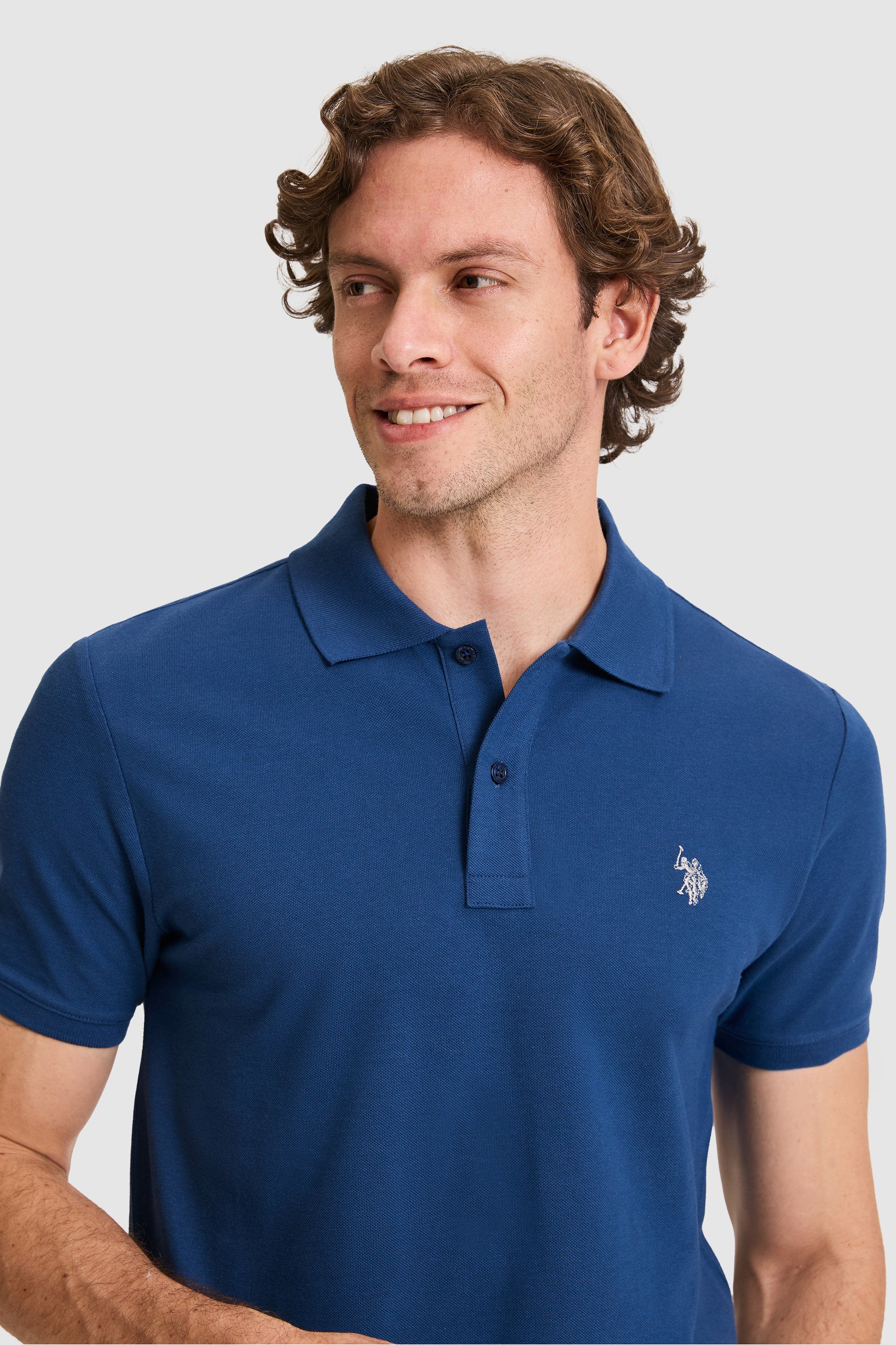 Tricou Polo Bărbați Indigo Cu Logo Discret