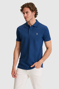 Tricou Polo Bărbați Indigo Cu Logo Discret