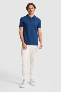 Tricou Polo Bărbați Indigo Cu Logo Discret