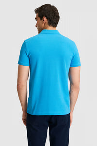 Tricou Polo Bărbați Turcoaz Cu Logo Discret