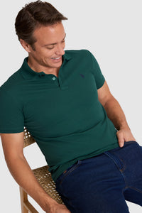 Tricou Polo Bărbați Verde închis Cu Logo Discret