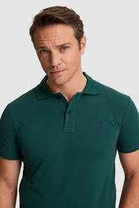 Tricou Polo Bărbați Verde închis Cu Logo Discret