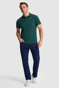 Tricou Polo Bărbați Verde închis Cu Logo Discret