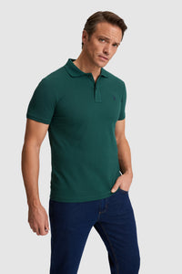 Tricou Polo Bărbați Verde închis Cu Logo Discret