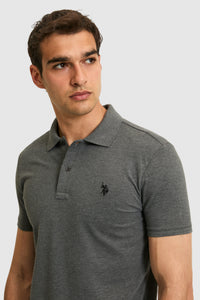 Tricou Polo Bărbați Gri Antracit Cu Logo Discret