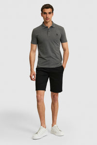 Tricou Polo Bărbați Gri Antracit Cu Logo Discret