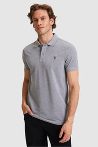 Tricou Polo Bărbați Gri Cu Logo Discret