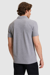 Tricou Polo Bărbați Gri Cu Logo Discret