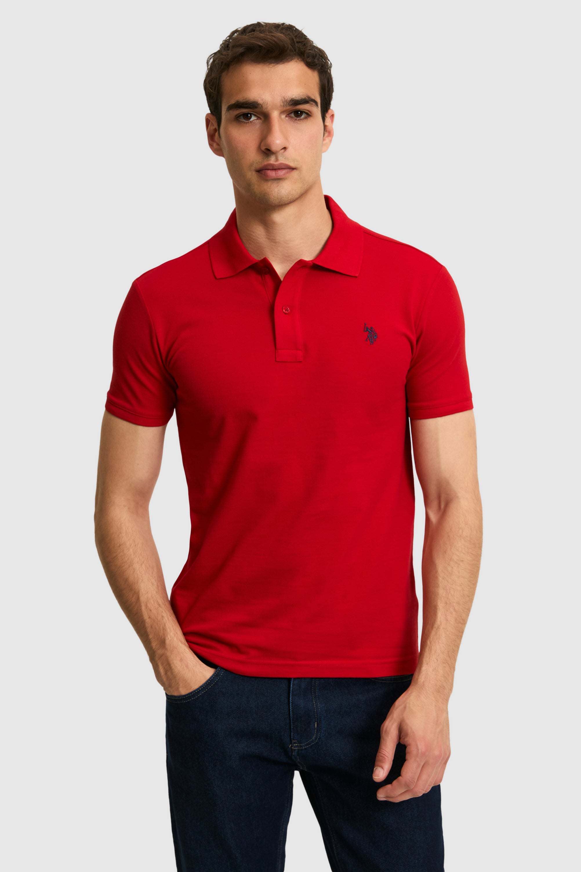 Tricou Polo Barbat Rosu Cu Logo Brodat