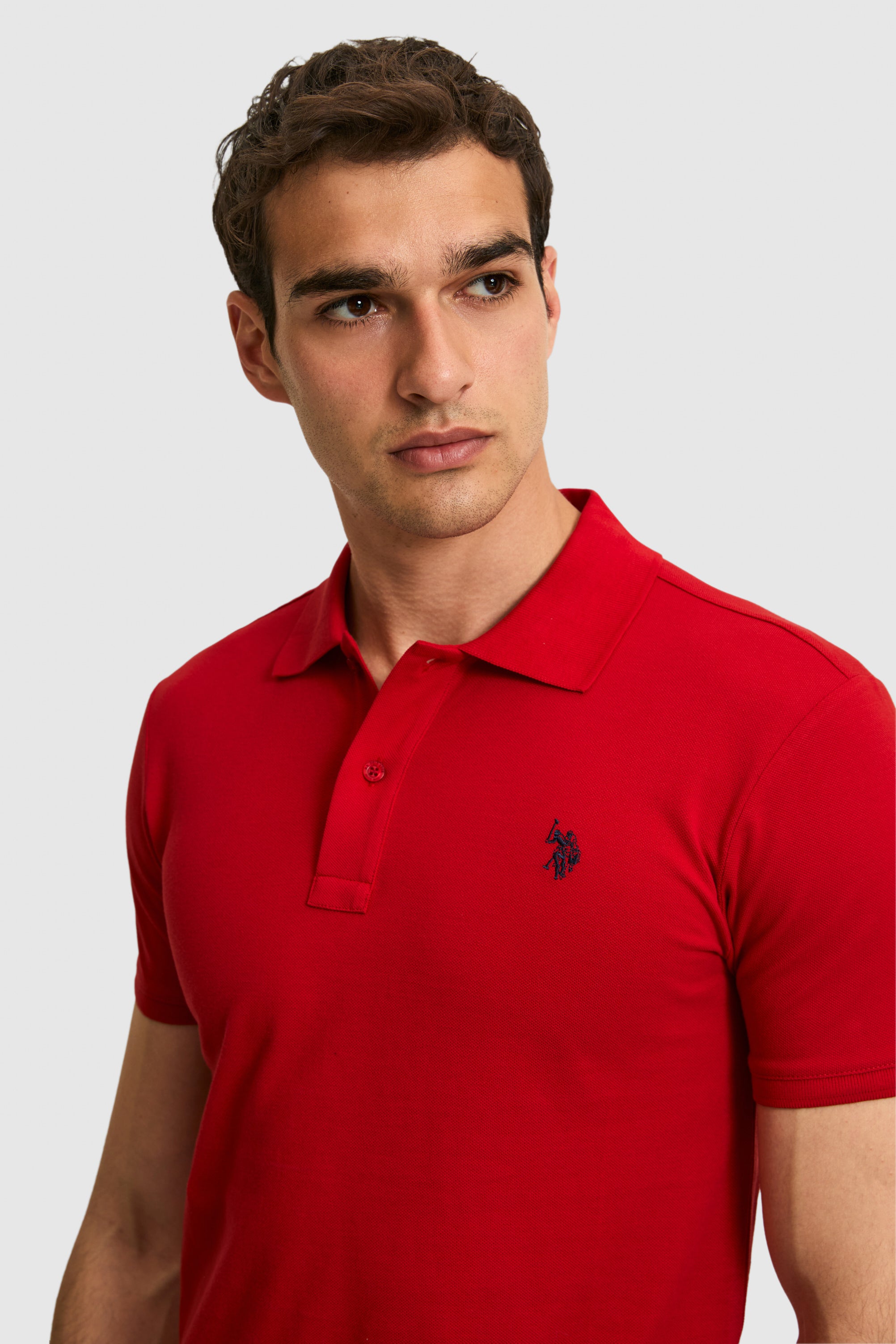 Tricou Polo Barbat Rosu Cu Logo Brodat