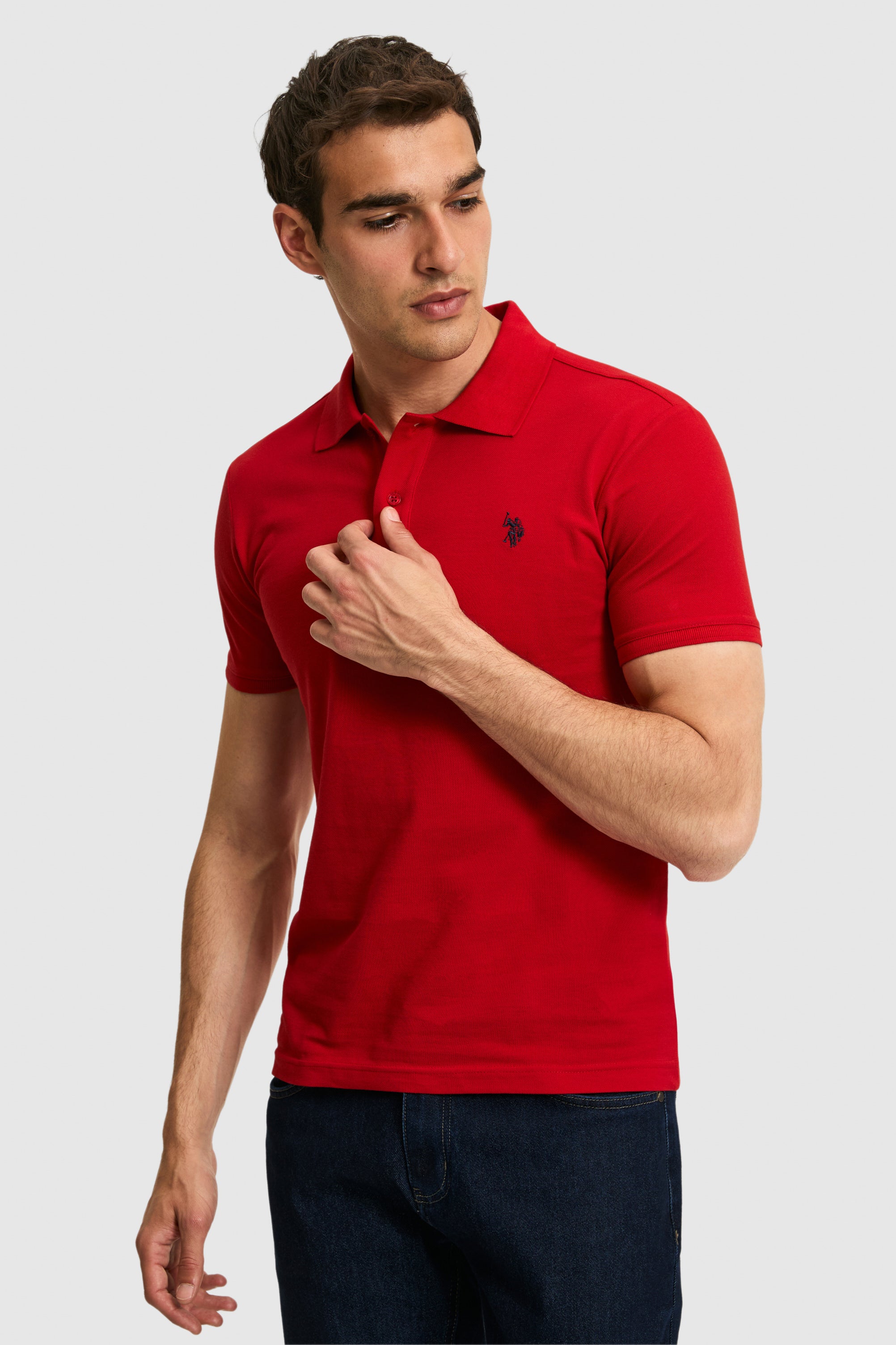 Tricou Polo Barbat Rosu Cu Logo Brodat
