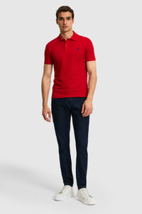 Tricou Polo Barbat Rosu Cu Logo Brodat