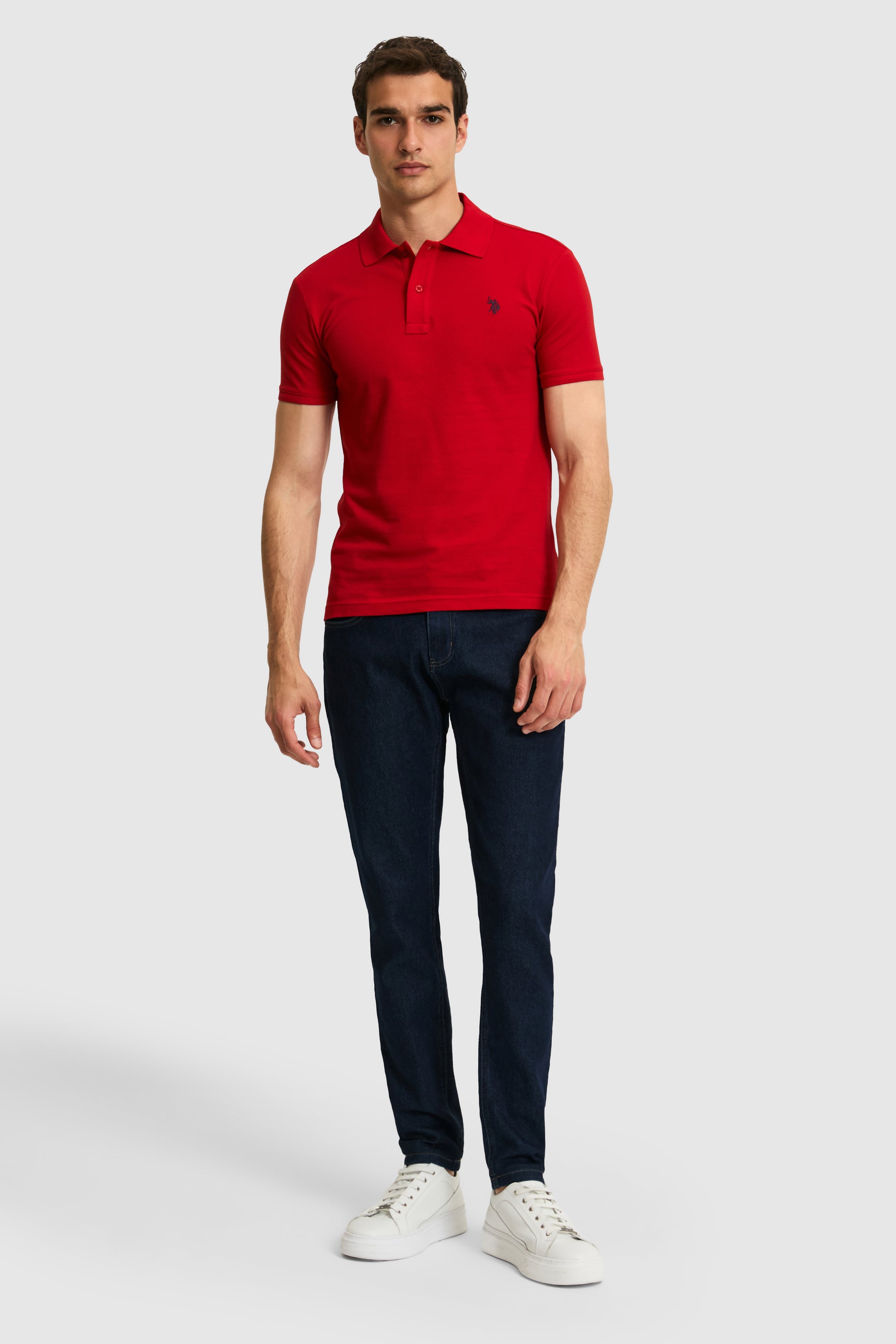 Tricou Polo Barbat Rosu Cu Logo Brodat