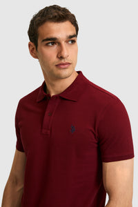 Tricou Polo Bărbați Bordeaux Cu Logo Discret