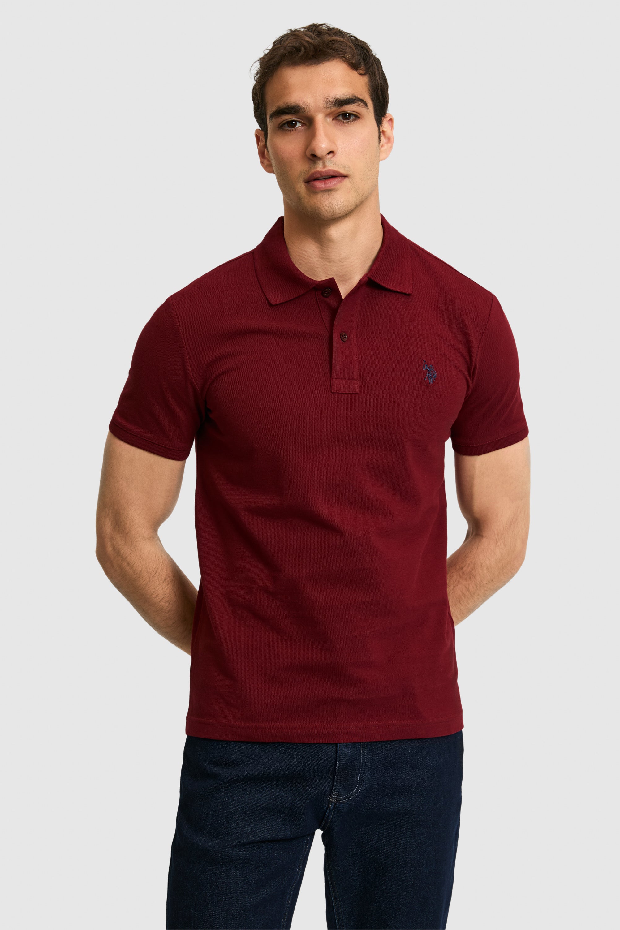 Tricou Polo Bărbați Bordeaux Cu Logo Discret