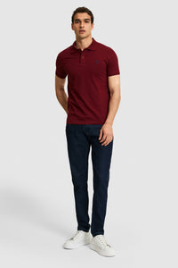 Tricou Polo Bărbați Bordeaux Cu Logo Discret