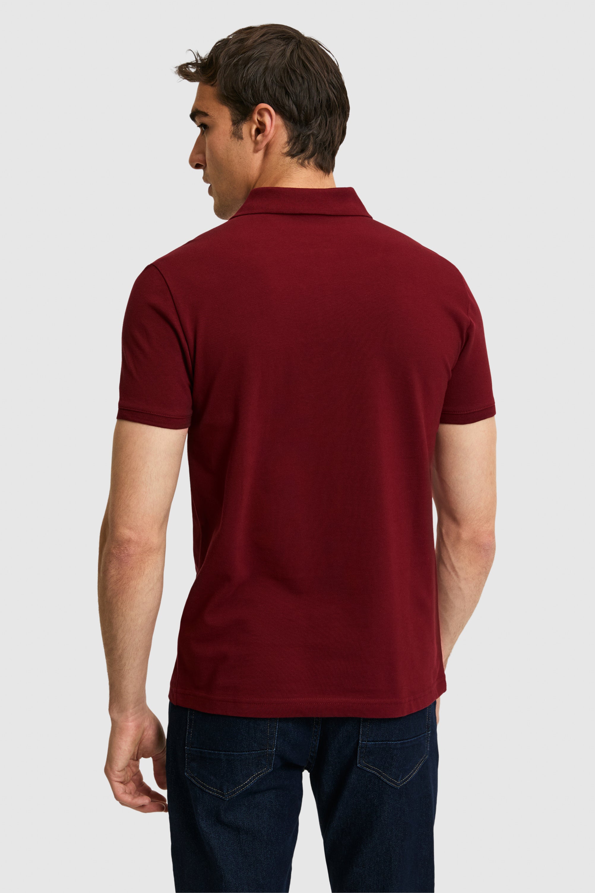 Tricou Polo Bărbați Bordeaux Cu Logo Discret