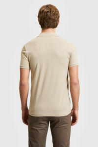 Tricou Polo Barbat Bej Cu Logo Brodat