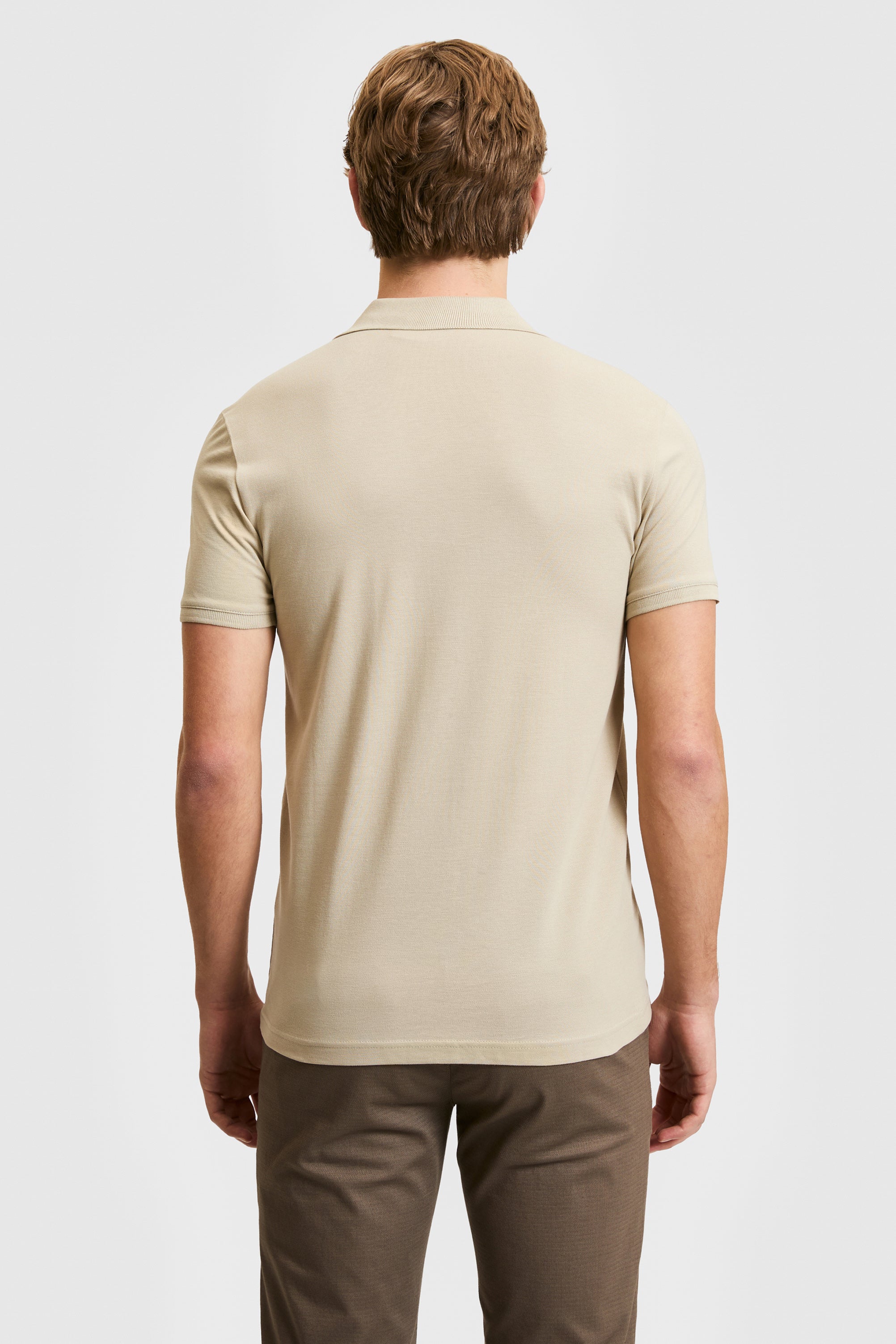 Tricou Polo Barbat Bej Cu Logo Brodat