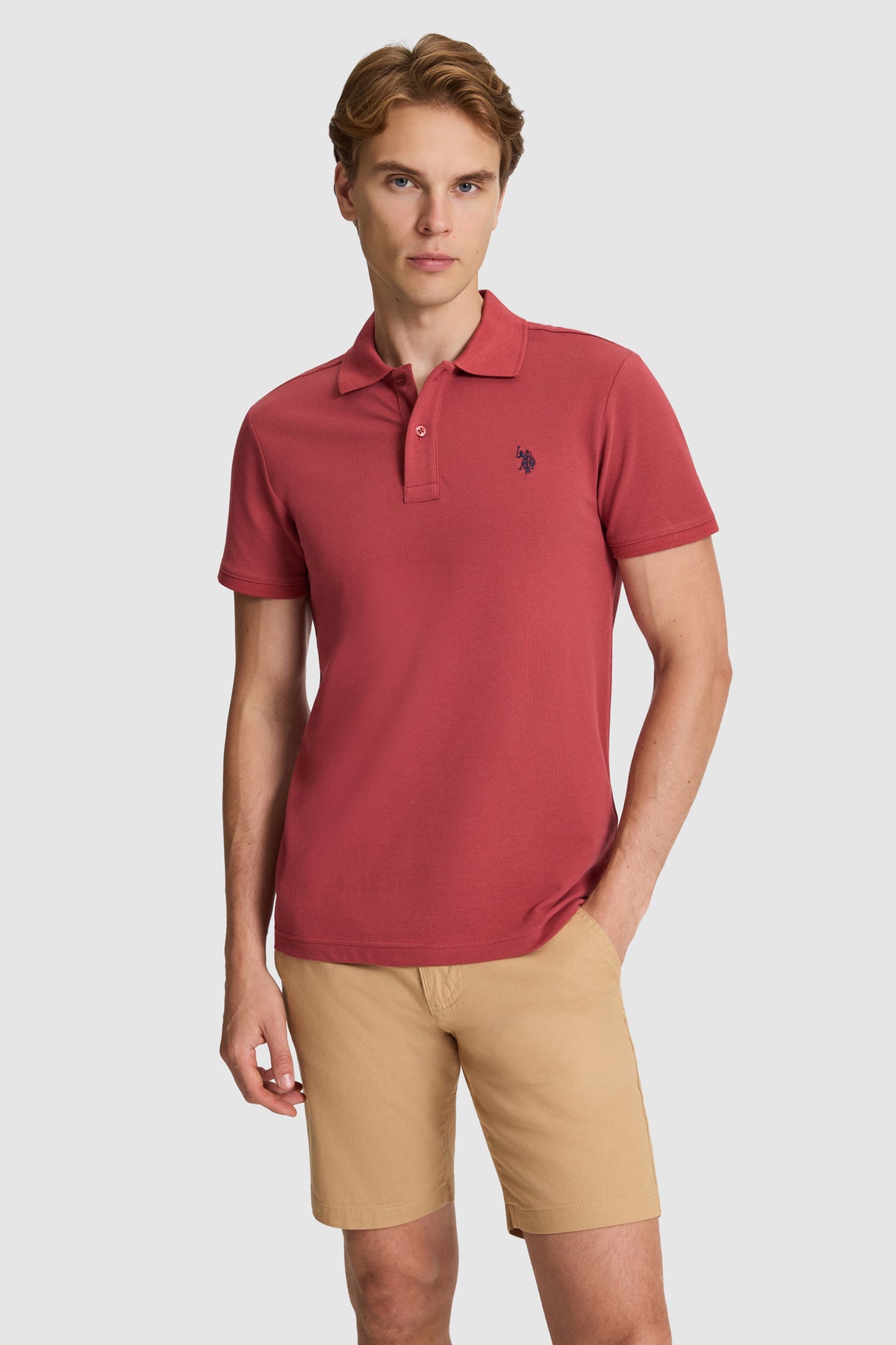 Tricou Polo Bărbați Roșu cărămiziu Cu Logo Discret