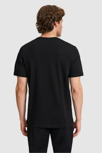 Tricou Bărbați Negru Cu Decolteu În V Și Logo Discret