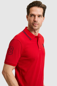Tricou Polo Bărbați Roșu Cu Detalii Guler Și Logo Brodat