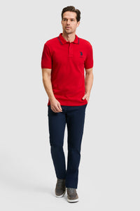 Tricou Polo Bărbați Roșu Cu Detalii Guler Și Logo Brodat