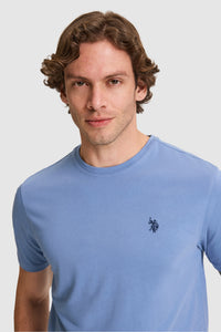 Tricou Bărbați Albastru Prăfuit Cu Logo Discret