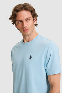 Tricou Bărbați Albastru Deschis Cu Logo Discret