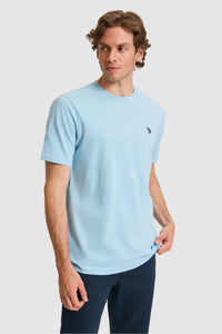 Tricou Bărbați Albastru Deschis Cu Logo Discret