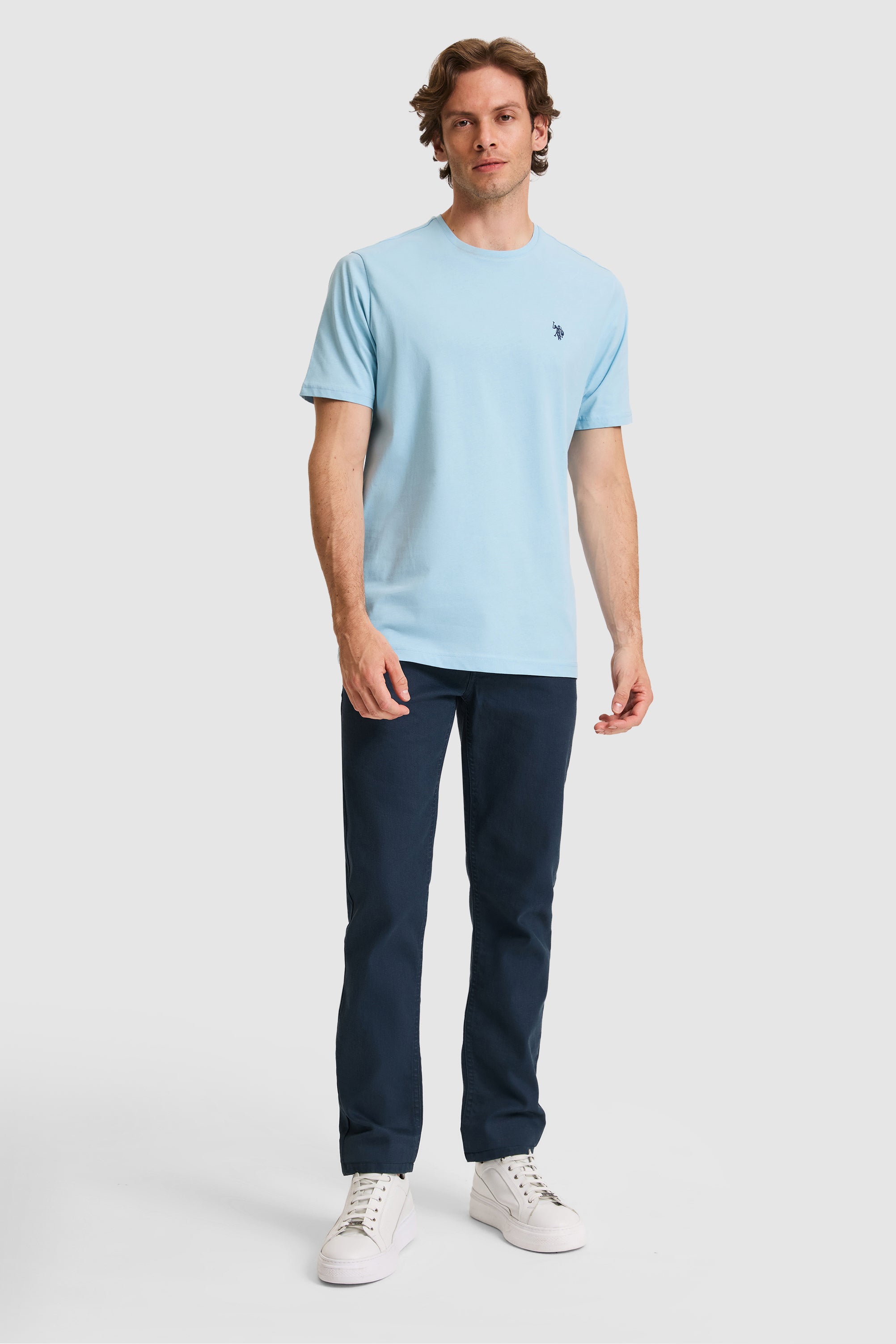 Tricou Bărbați Albastru Deschis Cu Logo Discret