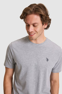 Tricou Bărbați Gri Cu Decolteu Rotund Și Logo Discret