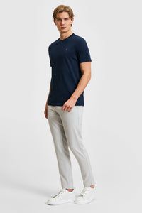 Tricou Barbat Bleumarin Cu Guler Rotund Si Imprimeu Logo