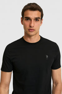 Tricou Barbat Negru Cu Decolteu Rotund Si Imprimeu Logo