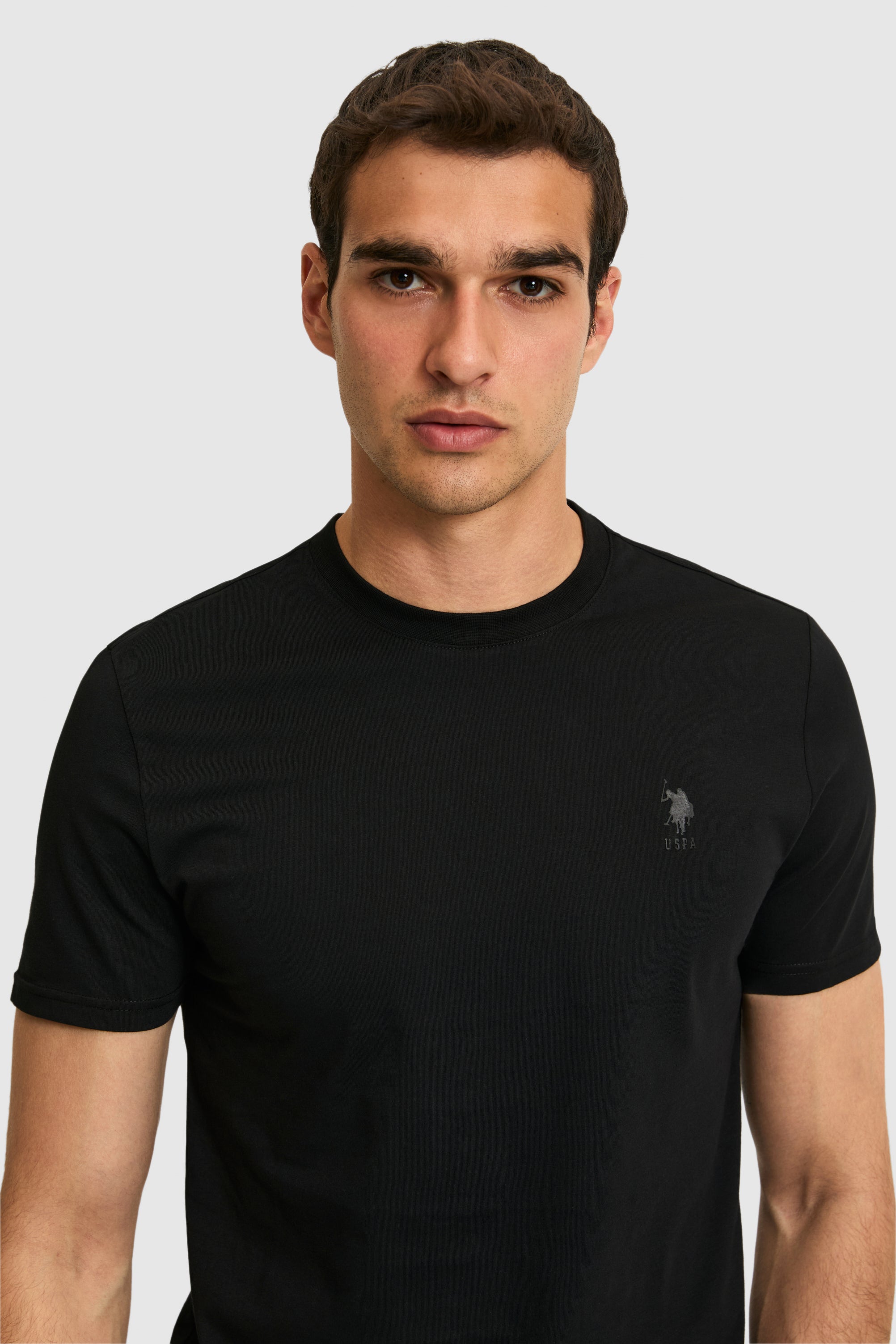 Tricou Barbat Negru Cu Decolteu Rotund Si Imprimeu Logo