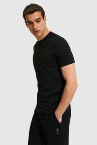 Tricou Barbat Negru Cu Decolteu Rotund Si Imprimeu Logo