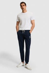 Pantaloni Sport Bleumarin Slim Fit Cu Logo Brodat