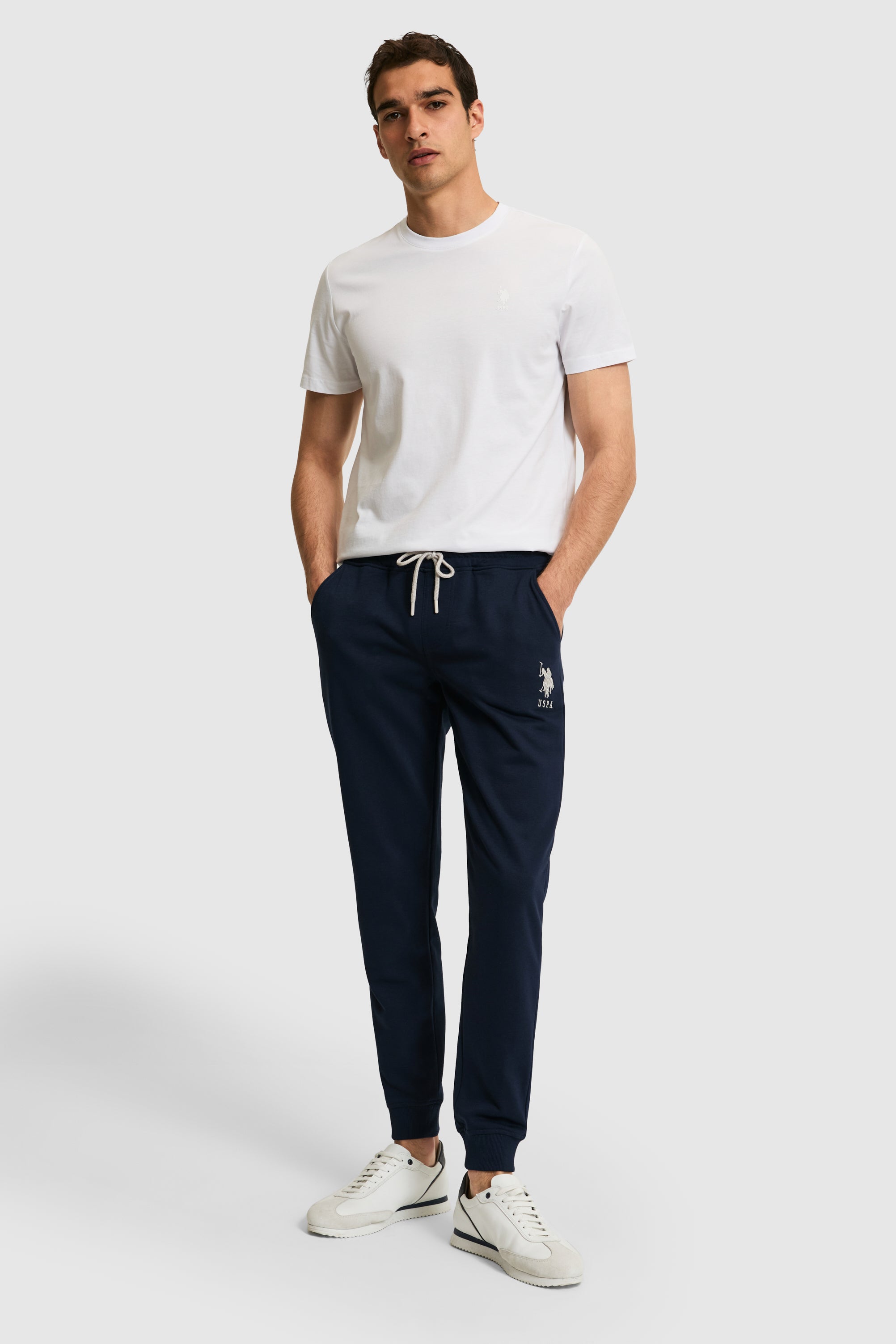 Pantaloni Sport Bleumarin Slim Fit Cu Logo Brodat