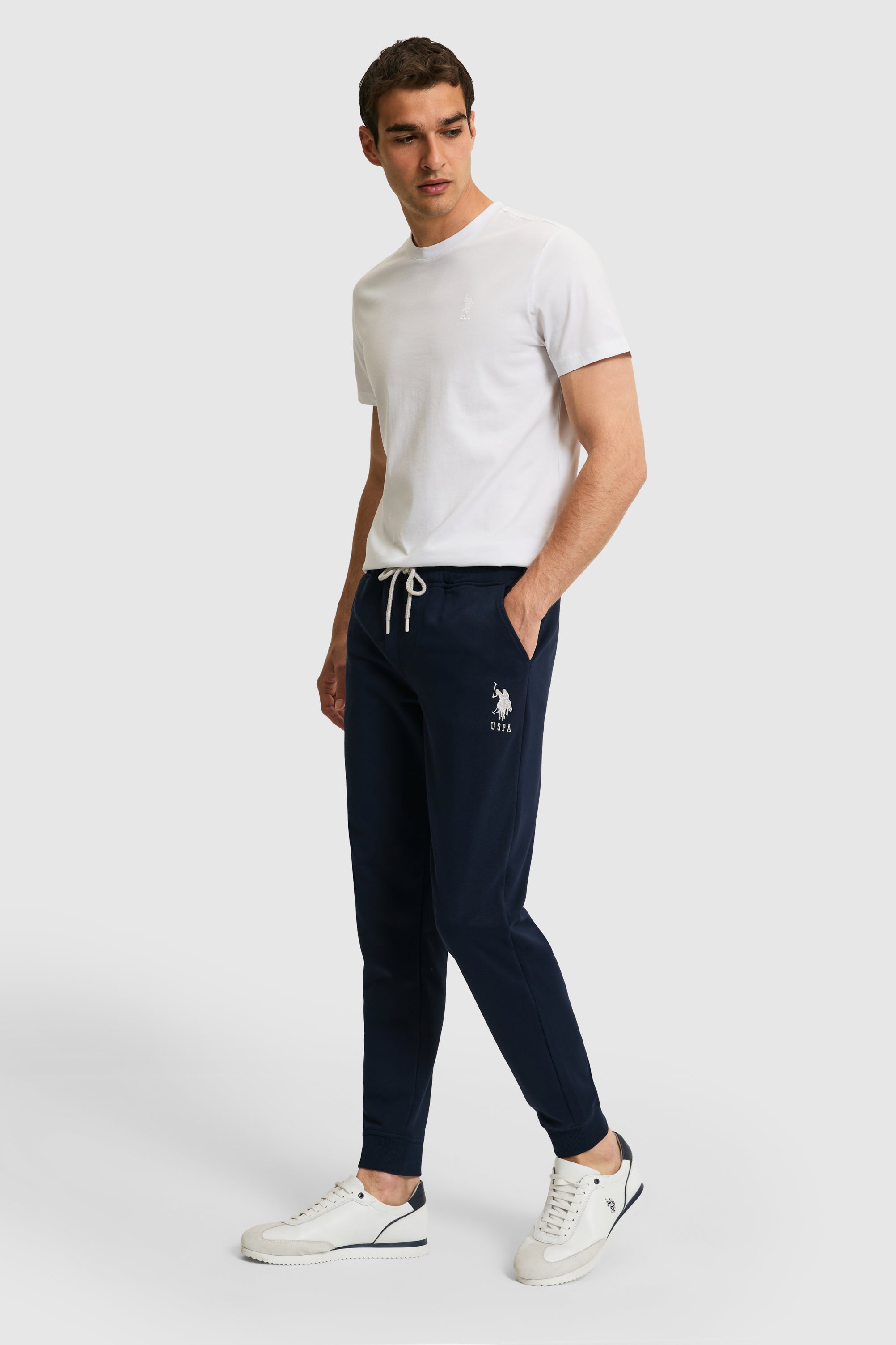 Pantaloni Sport Bleumarin Slim Fit Cu Logo Brodat