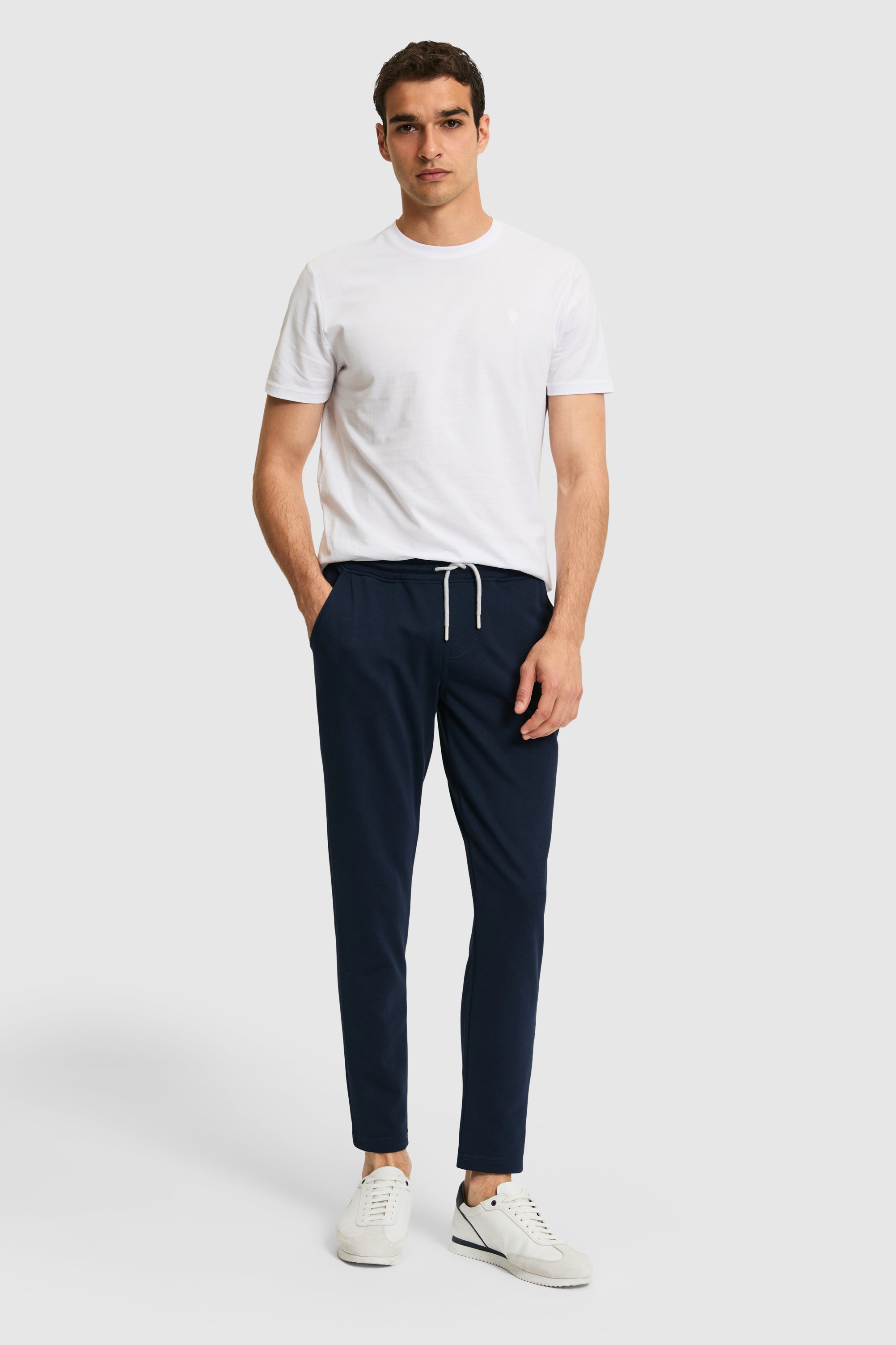 Pantaloni Sport Bleumarin Cu Logo Brodat