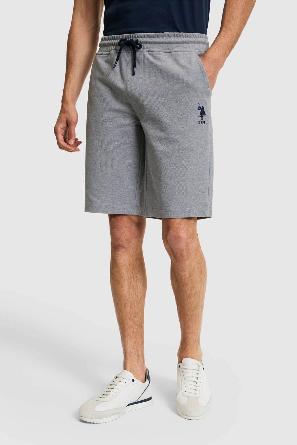 Pantaloni Scurți Gri Din Bumbac Cu Talie Ajustabila